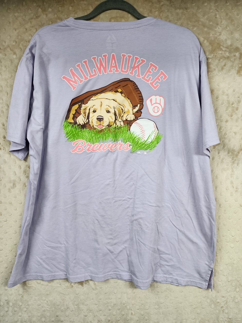 Milwaukee Brewers Dog Puppy Lavender Pocket Tee with Logo Women Size XXL